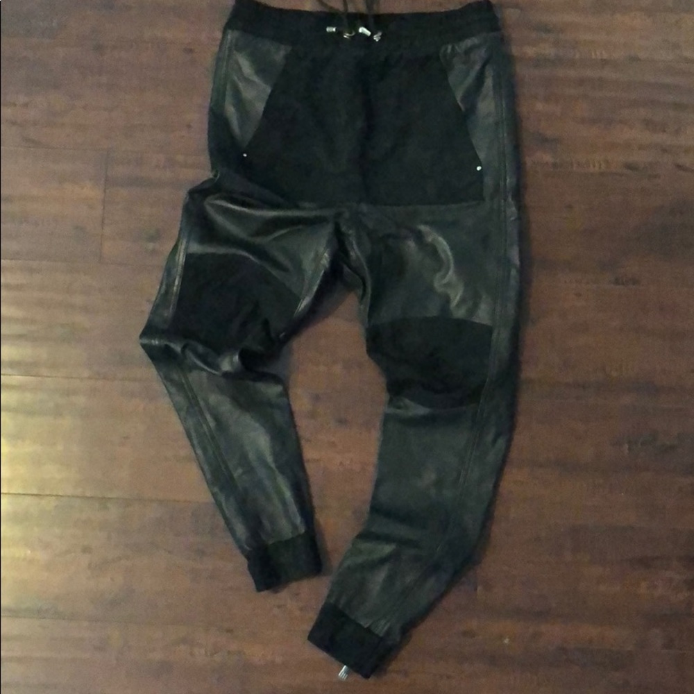 100% Italian leather custom made joggers.